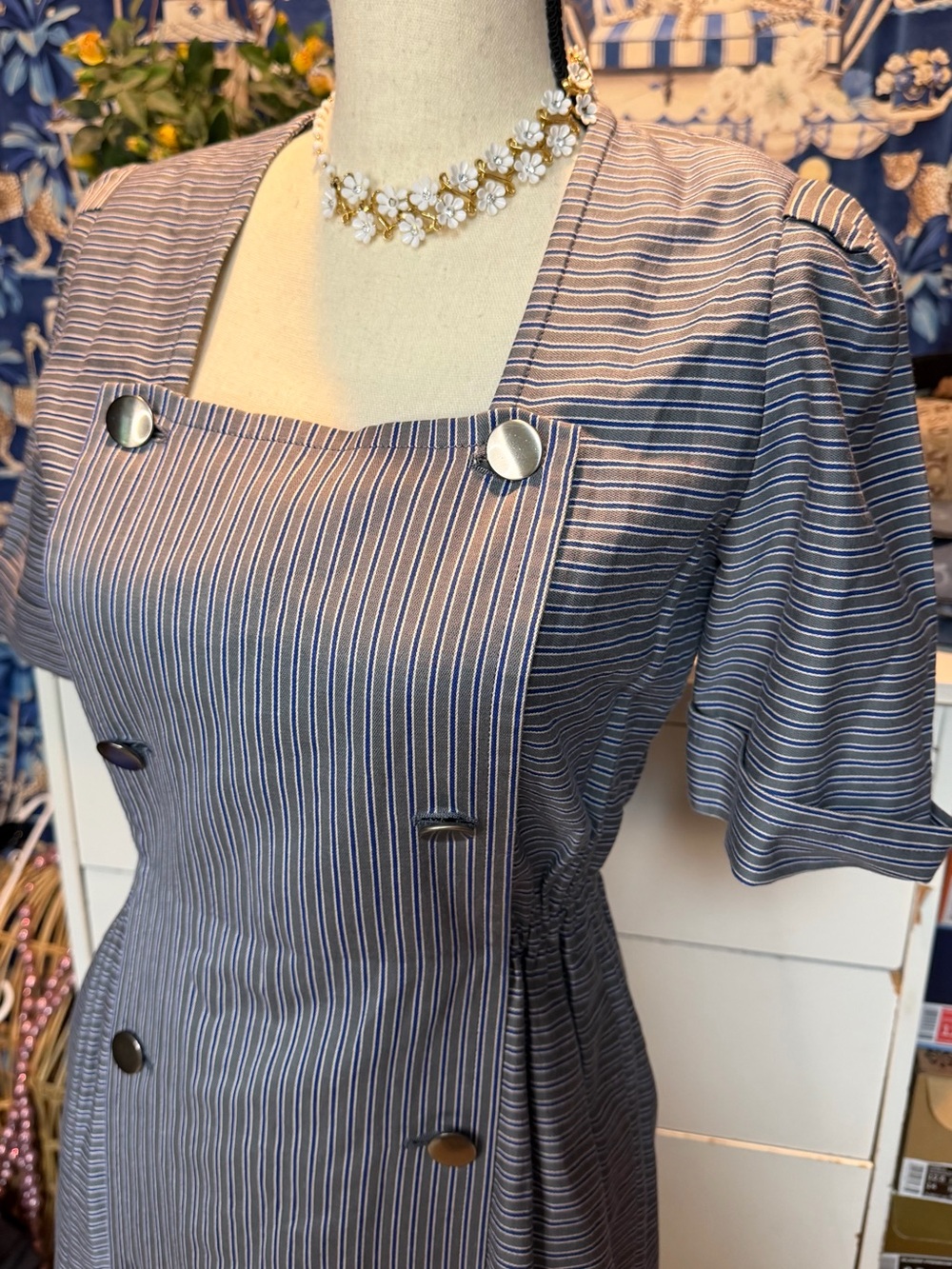 Christian Dior 1980’s Cotton Pinstripe Dress Size 9 - Picture 9 of 17